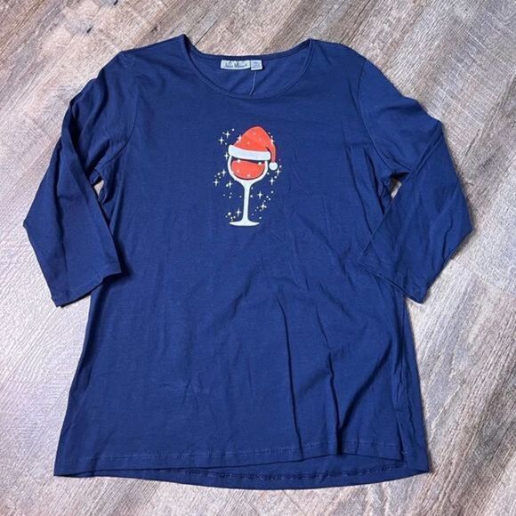 🎄5/$25🎄Jason Maxwell Christmas Top-Size‎ Petite Large - Picture 1 of 7